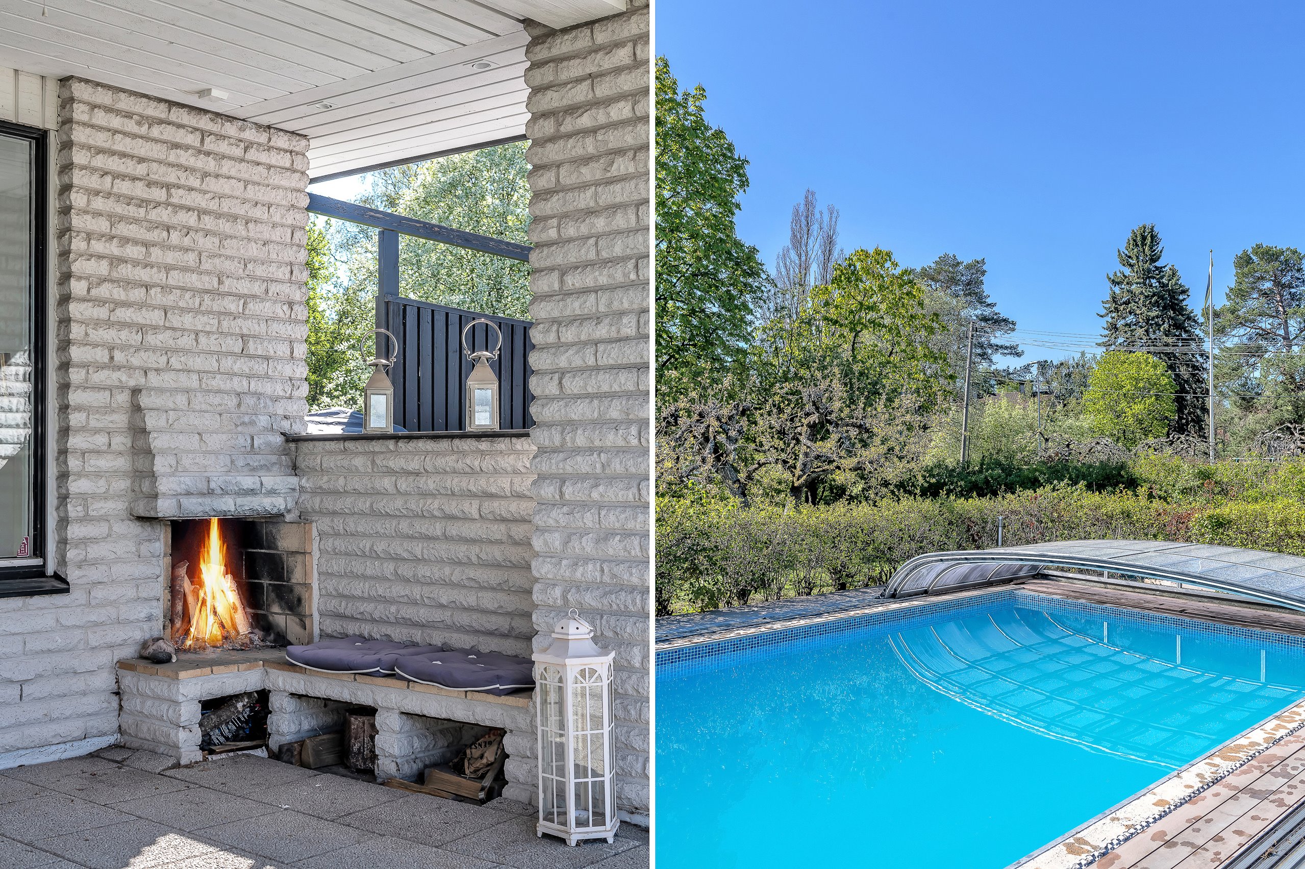 Pool och brasa